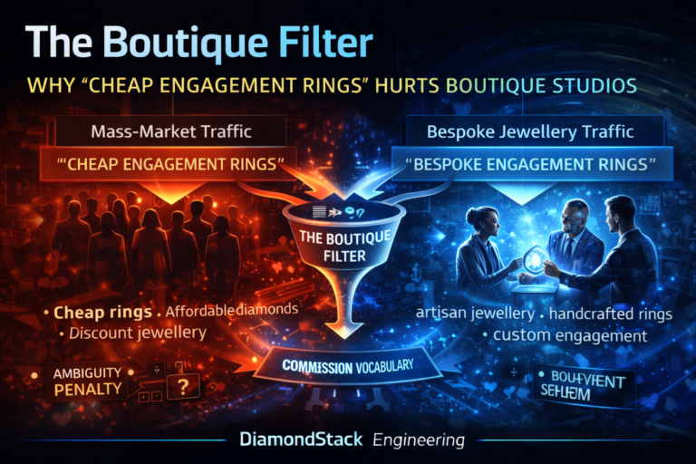 The Boutique Filter: Why Ranking for “Cheap Engagement Rings” Is Actively Harming Your Studio