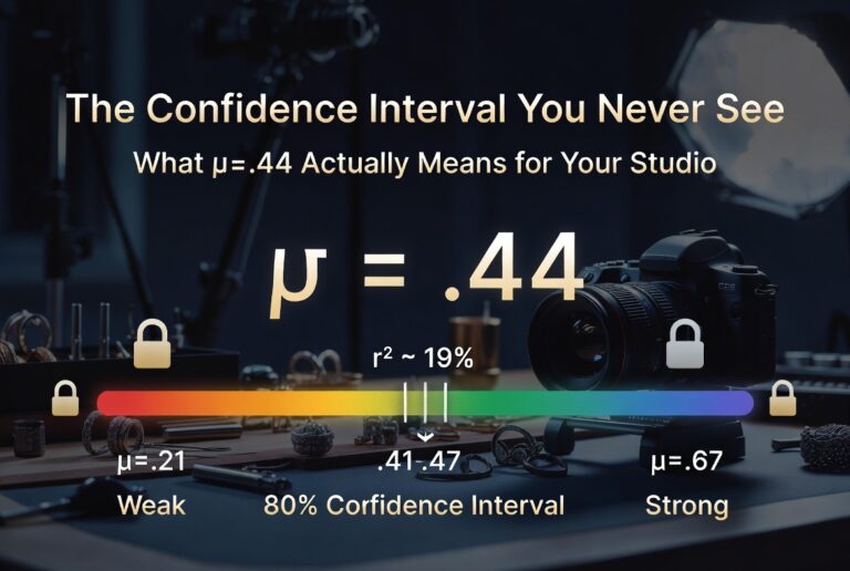 The Confidence Interval You Never See — What ρ=.44 Actually Means for Your Studio